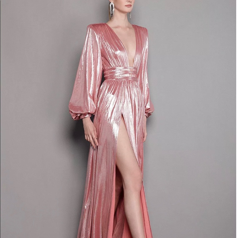 Zoe Metallic Lamé Gown